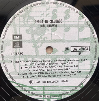 【ボサノヴァ誕生の原点】 Joao Gilberto（ジョアン・ジルベルト） / Chega De Saudade（EMI / 31C062421003 / 1978 Brazil）LP