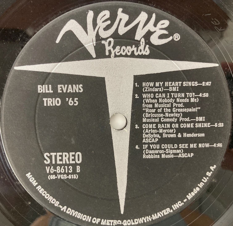 【静寂の中に息づくジャズの叙情】 Bill Evans Trio / Jazz '65（Verve / V6-8613 / US / Stereo / Gatefold / LP）