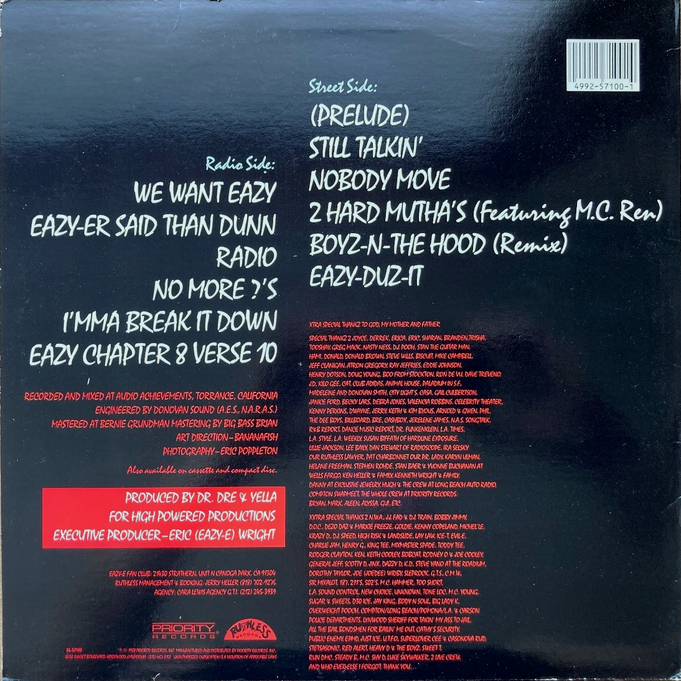 【西海岸ヒップホップの原点】Eazy-E – Eazy-Duz-It / Ruthless Records SL 57100 (US Original / 1988)