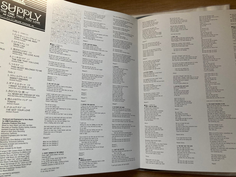 AIR SUPPLY LOST IN LOVE/ONE THAT YOU LOVE ARISTA 20RS-21,2 JAPAN OBI VINYL 2LP2