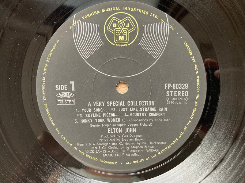 ELTON JOHN A Very Special Collection JAPAN LP RECORD FP-80329 OBI +BOOKLET 19714