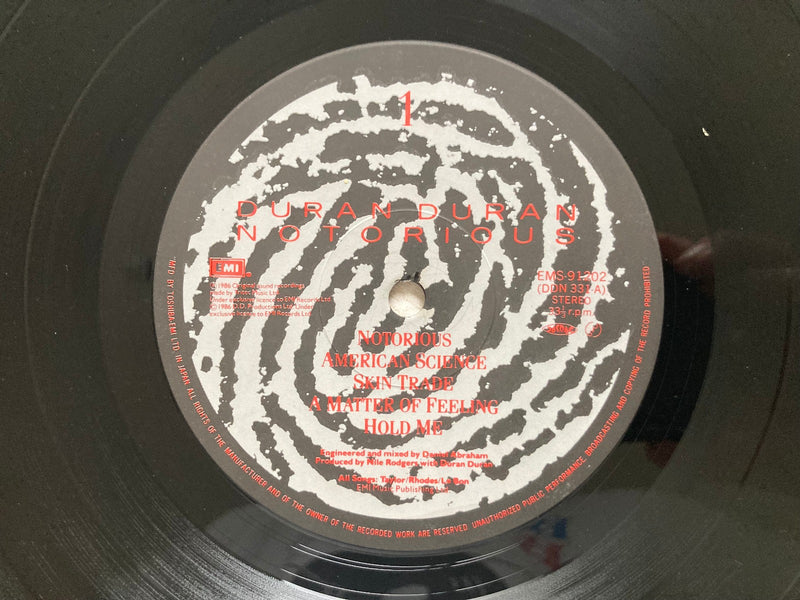 DURAN DURAN NOTORIOUS JAPAN VINYL LP OBI EMS-912023