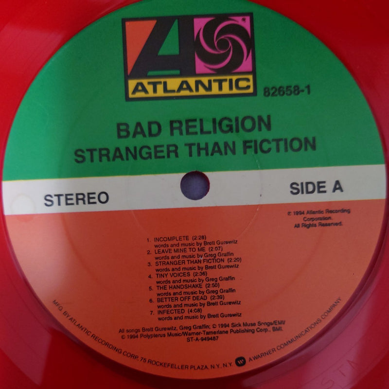 Bad Religion / Stranger Than Fiction RED Vinyl 1994 US Original LP Dragne3