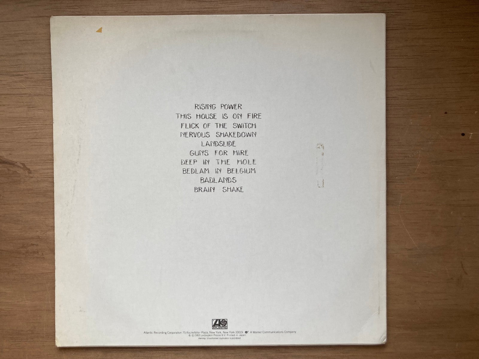 AC/DC Flick Of The Switch Atlantic P-11399 Japan VINYL LP